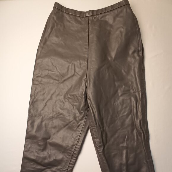 Skin Deep 100% Leather Pants Size 23/00 High Rise Skinny Leg Gray Color - Picture 2 of 9